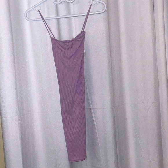 Lilac ribbed mini dress - Picture 1 of 3